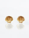 gold jewellery uk  new  new in  Gold stud earrings  Seashell stud earrings  ear stacking  everyday studs  earrings for everyday wear  daily wear earrings  waterproof jewellery  waterproof earrings  mermaid earrings