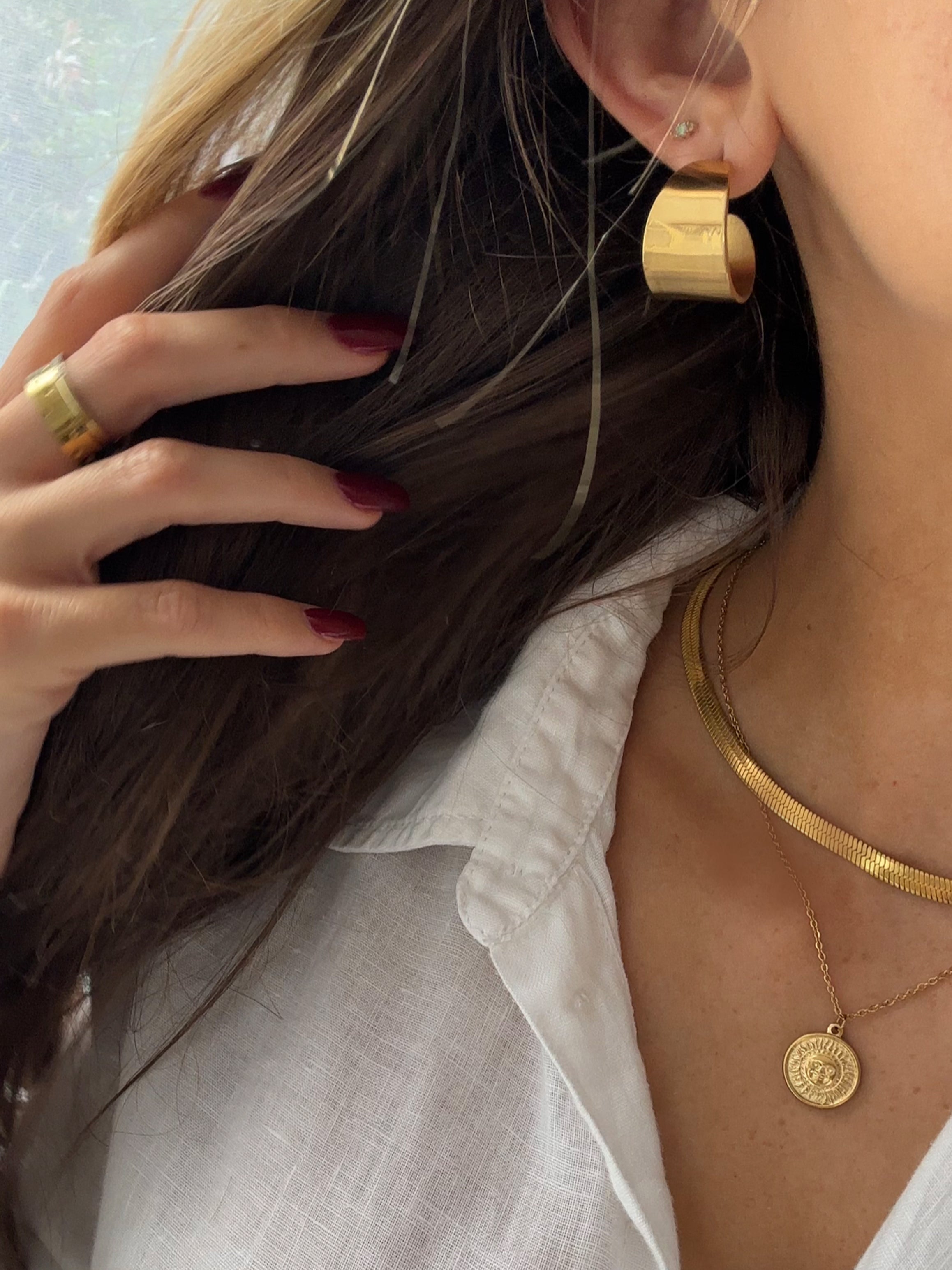 Parisian jewellery  Parisian hoops  hoop studs  hoop earrings  gold hoops  gold chunky hoops  chunky hoops